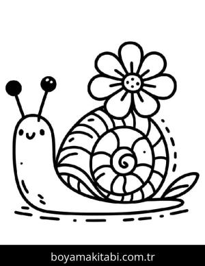 Salyangoz boyama sayfası – PDF indir, sevimli karakter