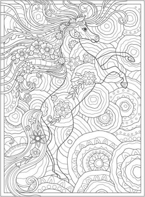 Sanat Terapisi boyama sayfası,  coloring page, büyülü tek boynuzlu at, 