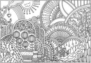 Sanat Terapisi boyama sayfası,  coloring page, güzel bahçe, 