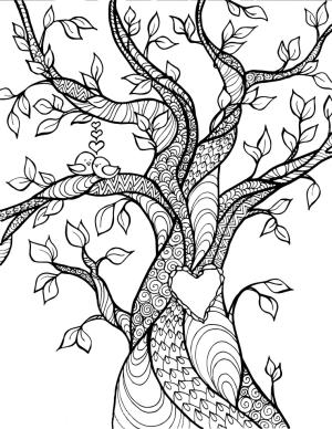 Sanat Terapisi boyama sayfası,  coloring page, bahar ağacı, 