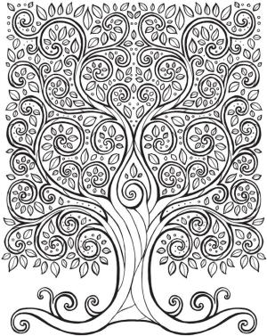 Sanat Terapisi boyama sayfası,  coloring page, sanat ağacı, 