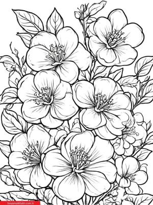 Sanatsal Yabani Çiçekler boyama sayfası, coloring page, ,