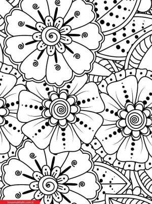 Sanatsal Yabani Çiçekler boyama sayfası, coloring page, ,