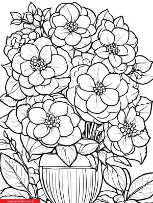 Sanatsal Yabani Çiçekler boyama sayfası, coloring page, ,
