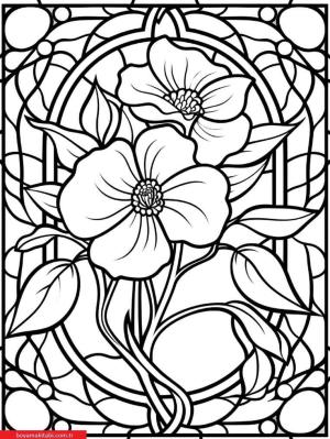 Sanatsal Yabani Çiçekler boyama sayfası, coloring page, ,