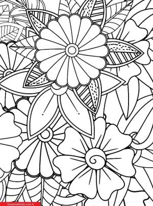 Sanatsal Yabani Çiçekler boyama sayfası, coloring page, ,