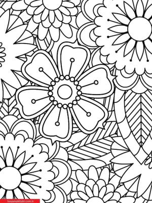 Sanatsal Yabani Çiçekler boyama sayfası, coloring page, ,
