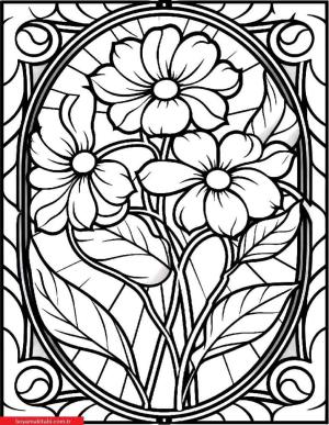 Sanatsal Yabani Çiçekler boyama sayfası, coloring page, ,