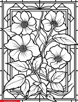 Sanatsal Yabani Çiçekler boyama sayfası, coloring page, ,