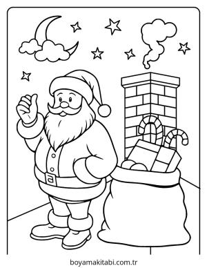 Santa Claus boyama sayfası – çocuk aktivitesi, PDF indir