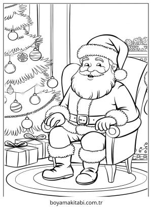 Santa Claus boyama sayfası – sevimli karakter, sanatsal çalışma