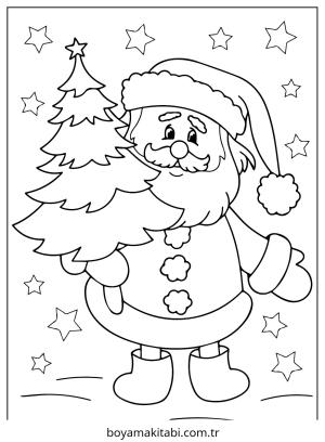 Santa Claus boyama sayfası – el becerilerini geliştirir, boyama çalışması
