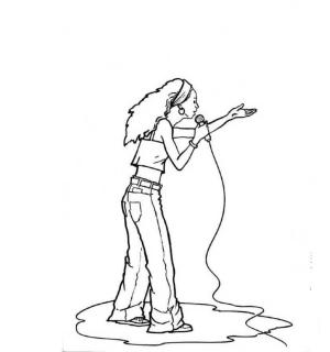 Şarkıcı boyama sayfası,  coloring page, Şarkıcı Görüntü HD Anahat, 