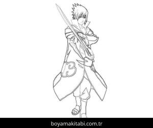 Sasuke Uchiha boyama sayfası – eğlenceli etkinlik, el becerilerini geliştirir