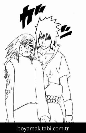 Sasuke Uchiha boyama sayfası – boyama etkinliği, çocuk aktivitesi