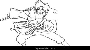 Sasuke Uchiha boyama sayfası – yaratıcılık, eğlenceli etkinlik