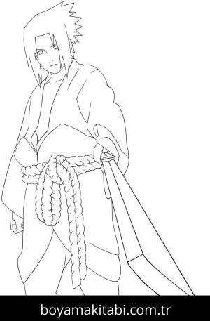 Sasuke Uchiha boyama sayfası – keyifli zaman, renkli çizimler