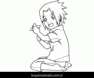 Sasuke Uchiha boyama sayfası – sevimli karakter, sanatsal çalışma