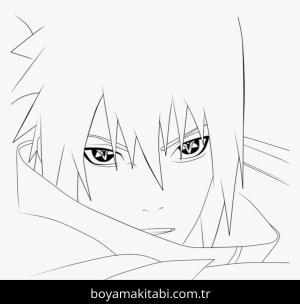 Sasuke Uchiha boyama sayfası – sevimli karakter, sanatsal çalışma