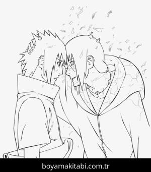 Sasuke Uchiha boyama sayfası – çocuklar için, çizgi film temalı