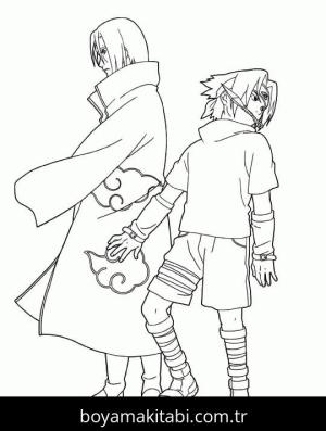 Sasuke Uchiha boyama sayfası – boyama çalışması, yaratıcılığı geliştirir