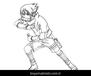 Sasuke Uchiha boyama sayfası – çocuk aktivitesi, PDF indir