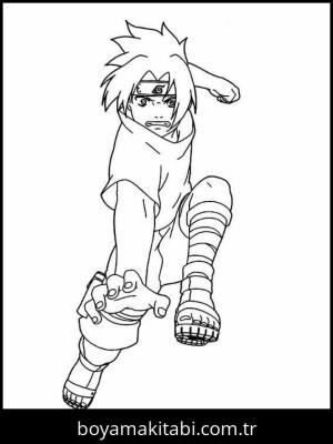 Sasuke Uchiha boyama sayfası – çizgi film temalı, basit çizim