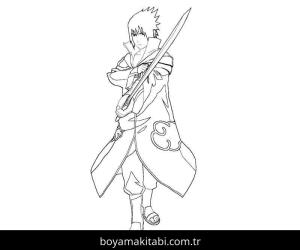 Sasuke Uchiha boyama sayfası – PDF indir, sevimli karakter