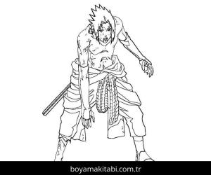Sasuke Uchiha boyama sayfası – eğitici aktivite, yaratıcılık