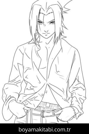 Sasuke Uchiha boyama sayfası – el becerilerini geliştirir, boyama çalışması