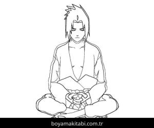 Sasuke Uchiha boyama sayfası – eğitici aktivite, yaratıcılık