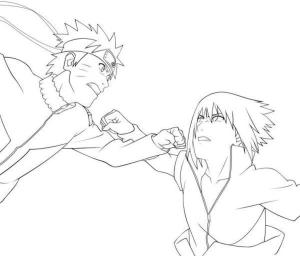 Sasuke boyama sayfası,  coloring page, Havalı Naruto ve Sasuke Dövüşü, 