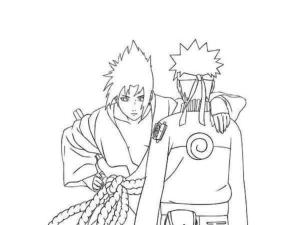 Sasuke boyama sayfası,  coloring page, Sasuke Naruto’ya Sarılıyor, 