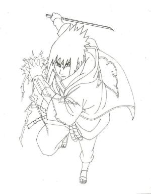 Sasuke boyama sayfası,  coloring page, Sasuke Kılıç ve Chidori Tutuyor, 