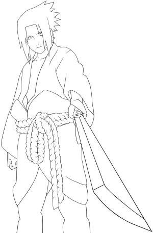 Sasuke boyama sayfası,  coloring page, Kılıç Tutan Sasuke, 