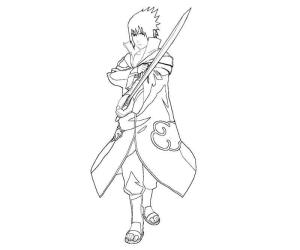 Sasuke boyama sayfası,  coloring page, Akatsuki Sasuke Kılıç Tutuyor, 