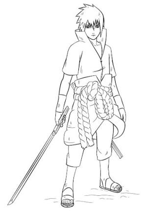 Sasuke boyama sayfası,  coloring page, Kılıç Tutan Havalı Sasuke, 