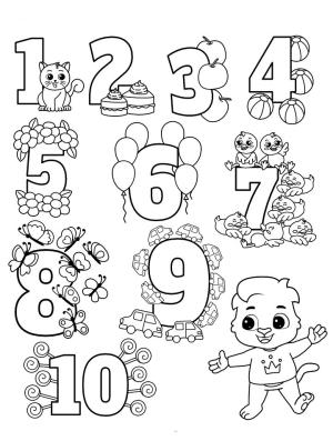 Sayı boyama sayfası,  coloring page, Çocuk için 10 Numara, 