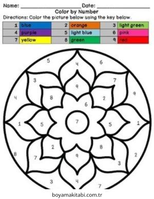 Sayılar boyama sayfası – PDF indir, sevimli karakter