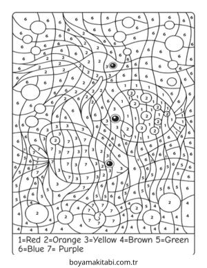 Sayılar boyama sayfası – basit çizim, kolay boyama