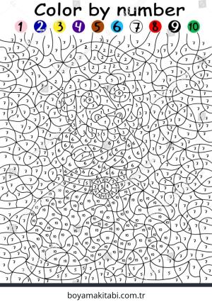 Sayılar boyama sayfası – renkli çizimler, okul öncesi