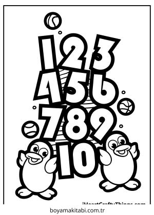 Sayılar boyama sayfası – renkli çizimler, okul öncesi