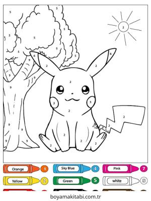 Sayılar boyama sayfası – çocuklar için, çizgi film temalı