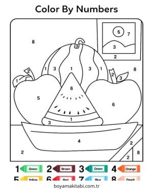 Sayılar boyama sayfası – çocuklar için, çizgi film temalı
