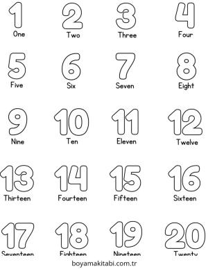 Sayılar boyama sayfası – sanatsal çalışma, çocuklar için