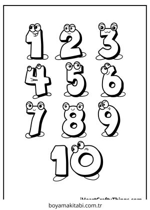 Sayılar boyama sayfası – el becerilerini geliştirir, boyama çalışması