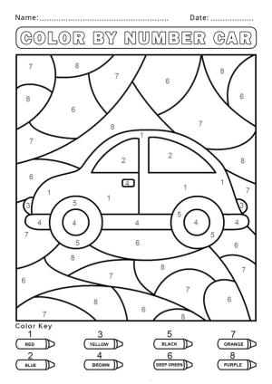 Sayılarla boyama sayfası,  coloring page, Araba, 