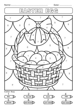 Sayılarla boyama sayfası,  coloring page, Paskalya Yumurtası, 