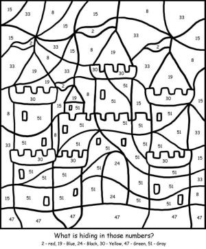 Sayılarla boyama sayfası,  coloring page, Kale, 