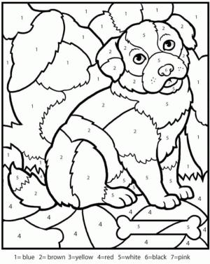 Sayılarla boyama sayfası,  coloring page, Köpek, 